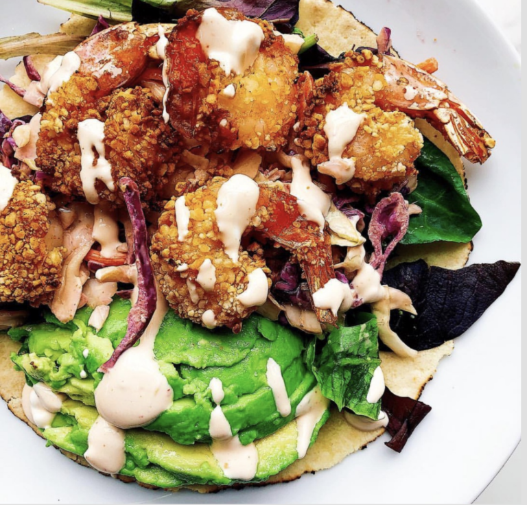 Air Fried Shrimp Tacos with Spicy Slaw