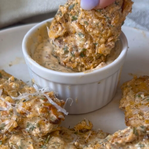 dipping a boneless wing into ranch