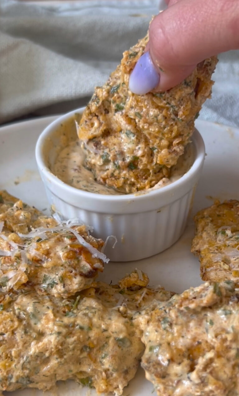 dipping a boneless wing into ranch