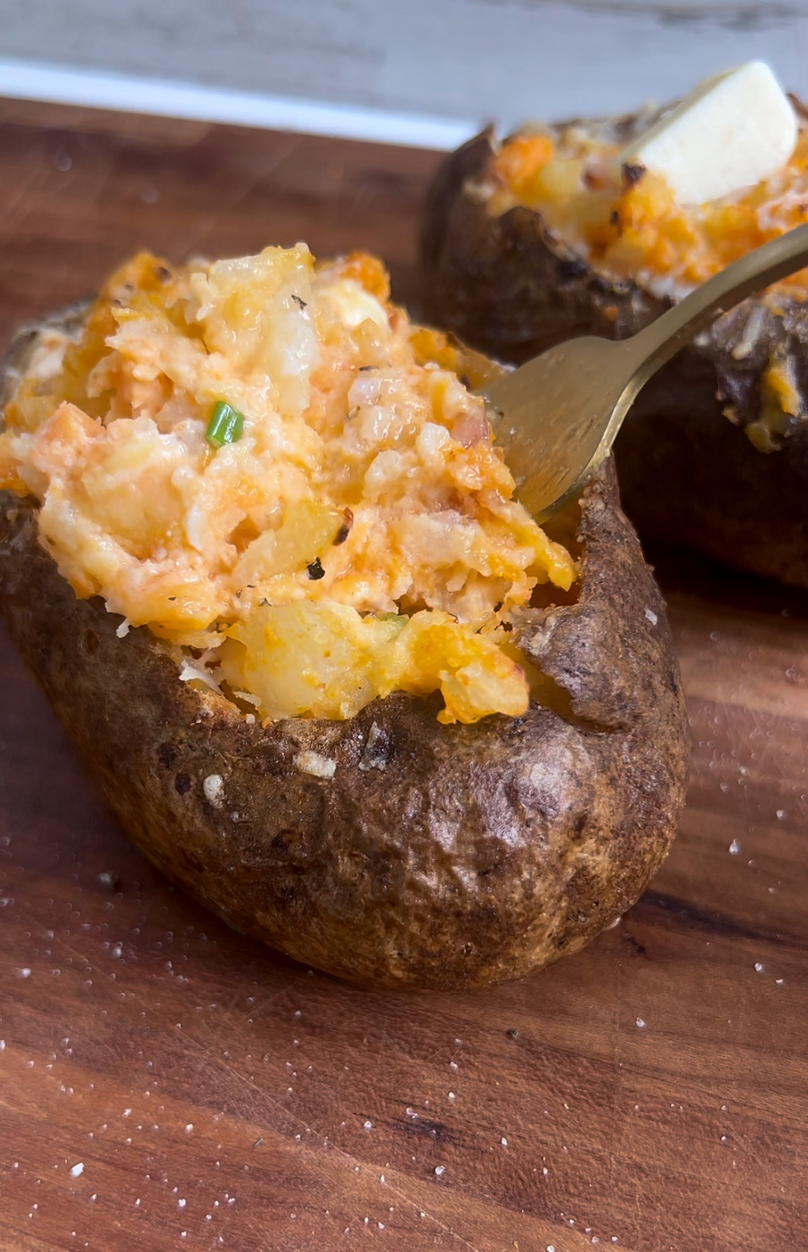 Inside of the twice baked marbled potato