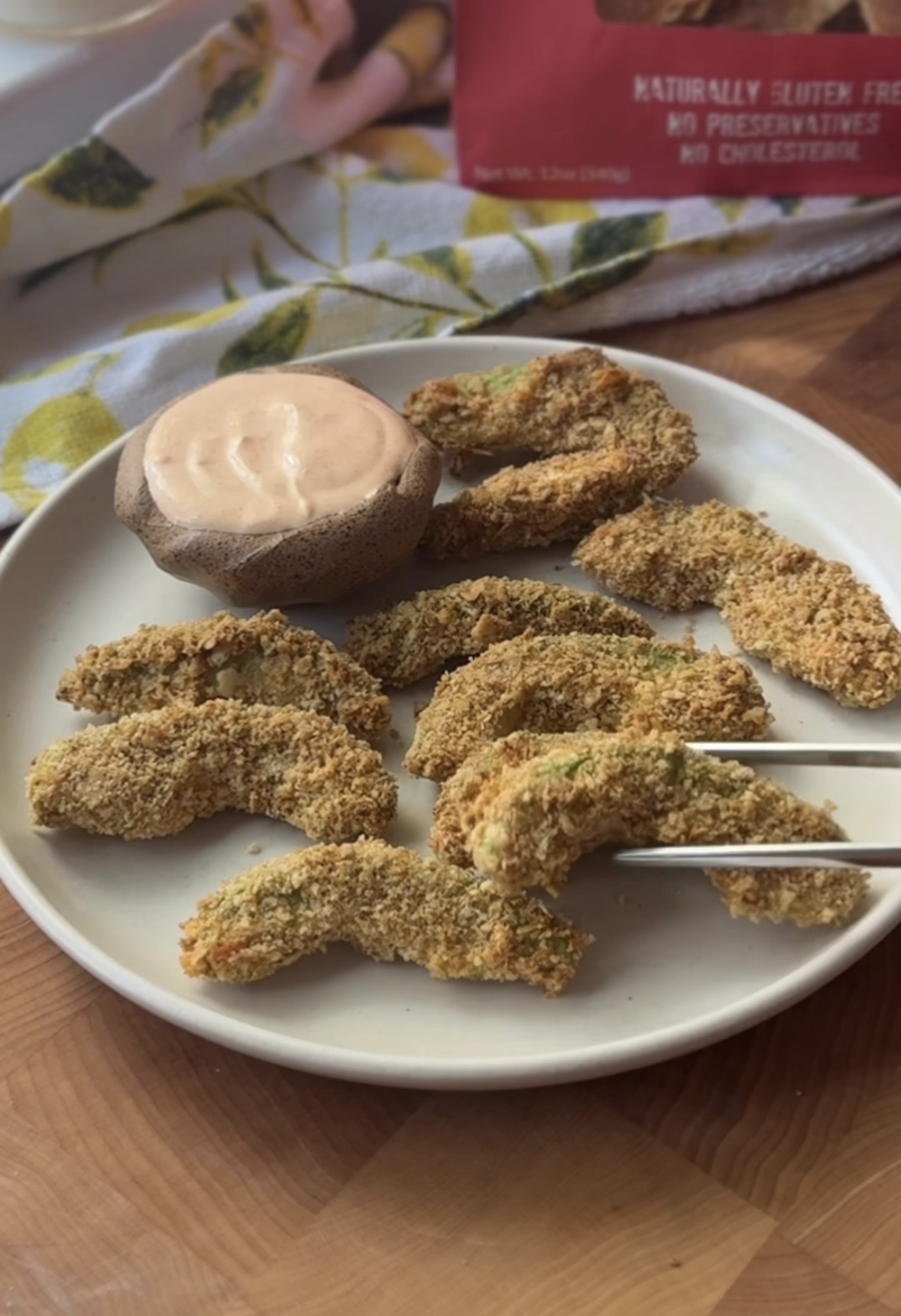 plate full of air fryer avocado fries