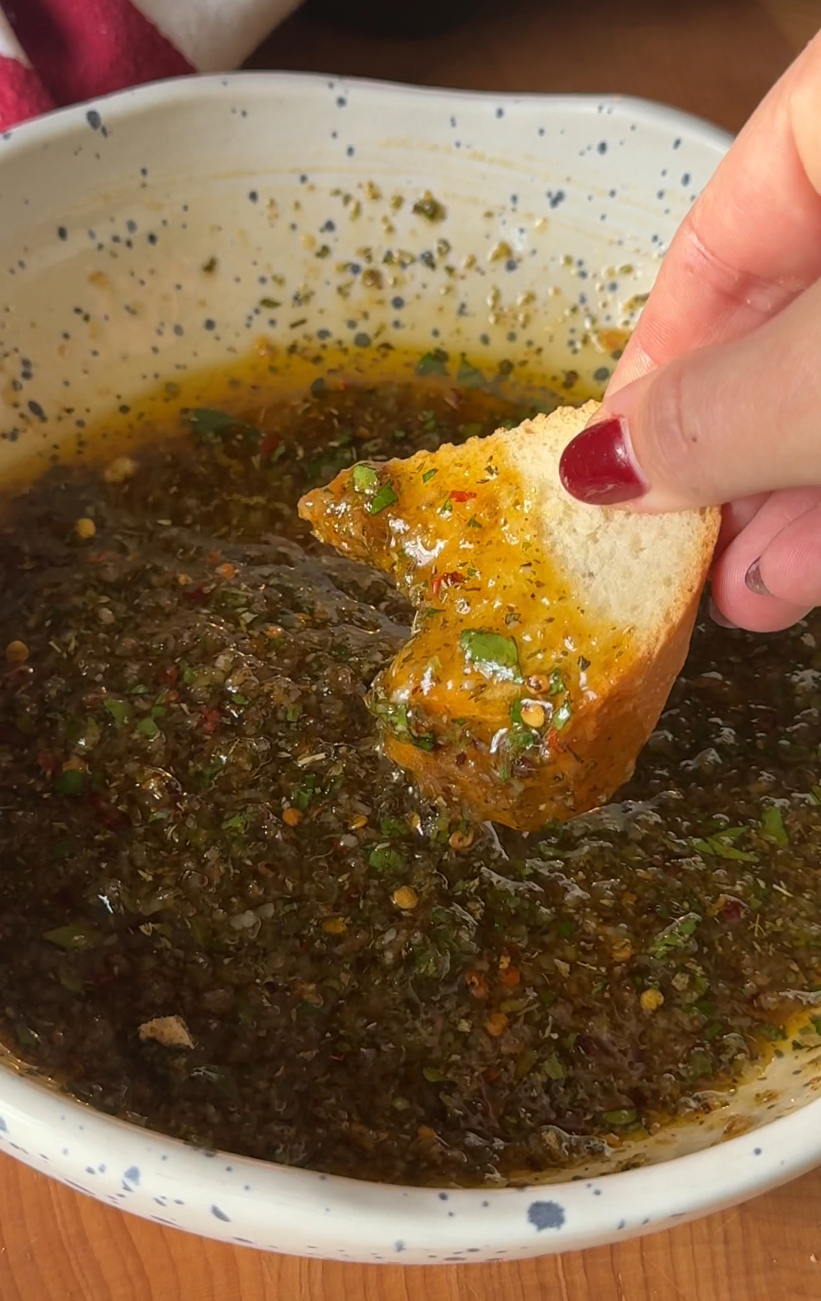 bread dipping into the viral bread dip