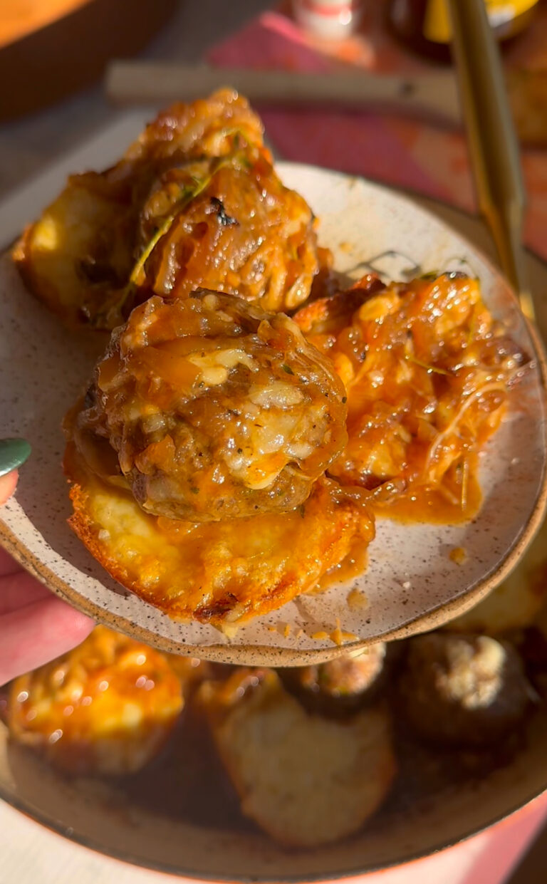 Baked French Onion Meatballs