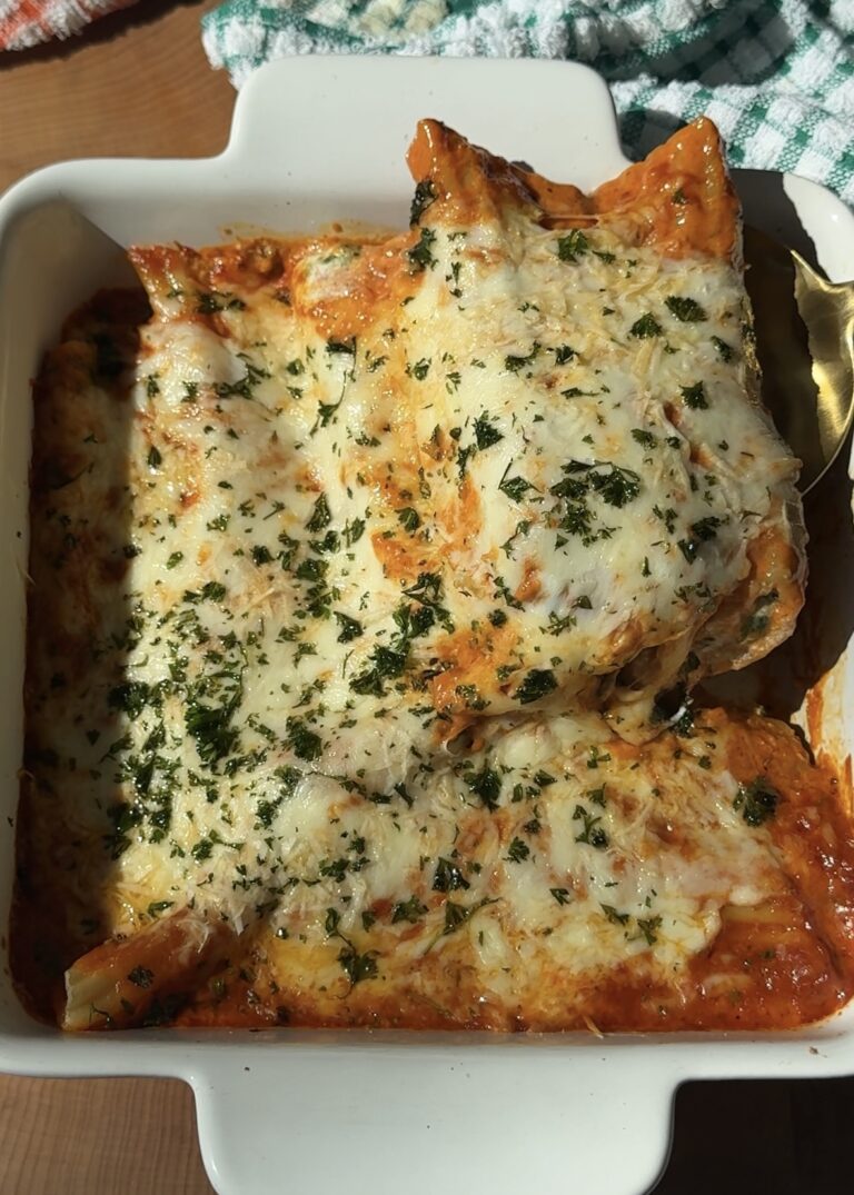 Gochujang Spinach and Ricotta Manicotti