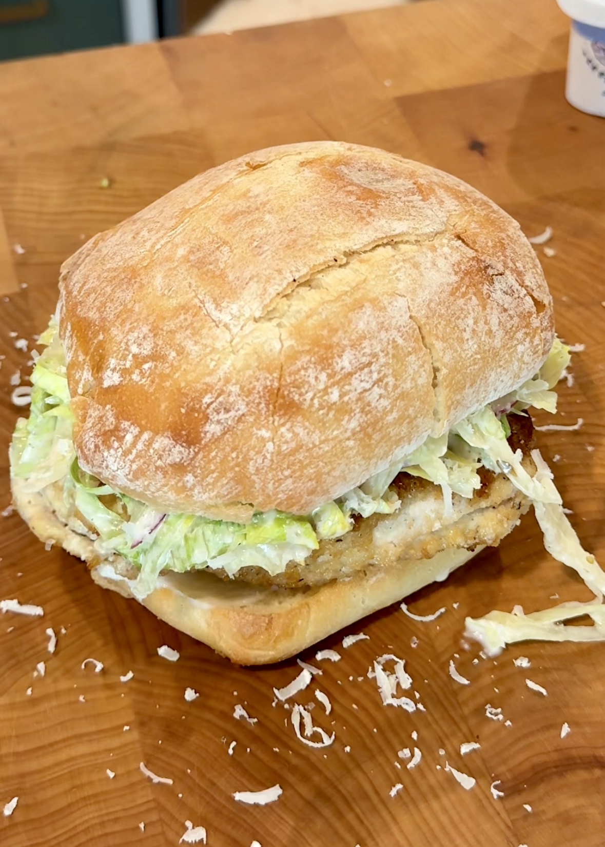 garlic hummus marinated chicken sandwich