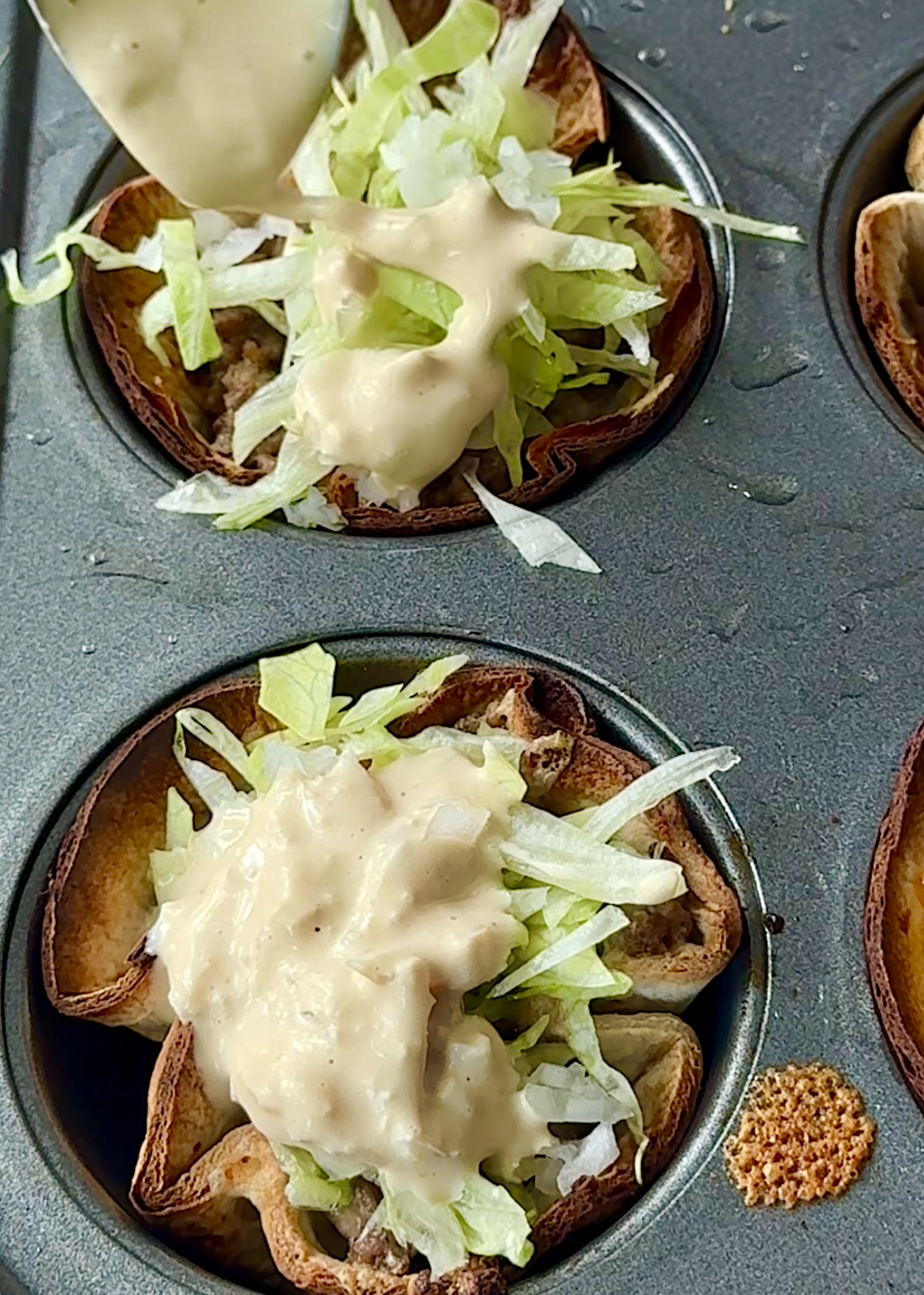 Bite-sized party appetizers with Big Mac flavor in taco form.