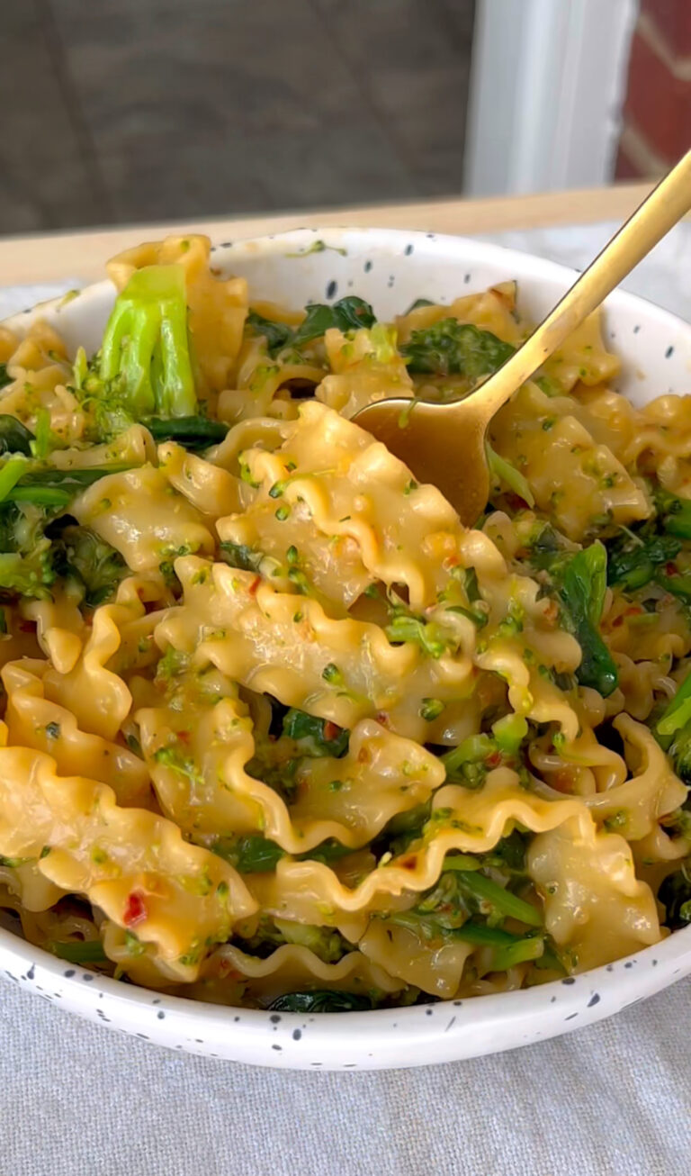 Spicy Lemon Basil Pasta (with Mafaldine Ribbons)